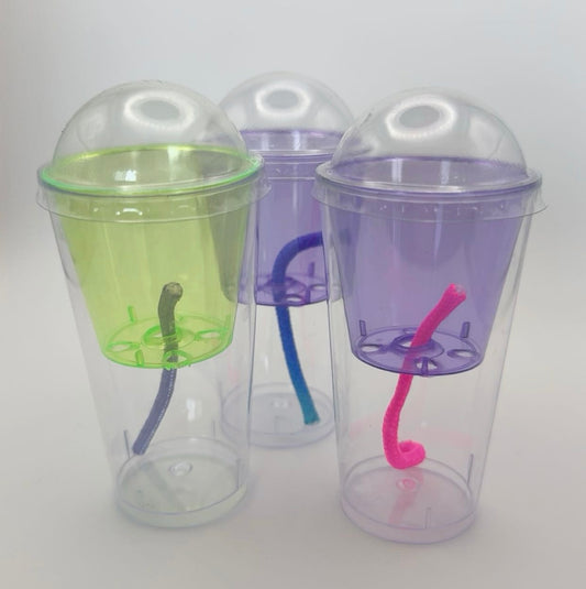 3 oz Self Watering Corm Cups with Domes (Assorted Colors) Pack of 3